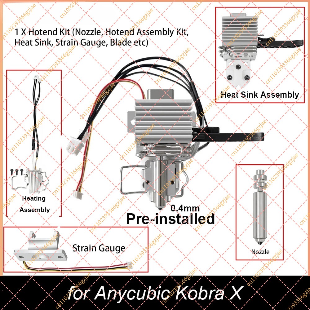 3D Printer Hotend Kit - Anycubic Kobra X용 0.4mm 사전 설치된