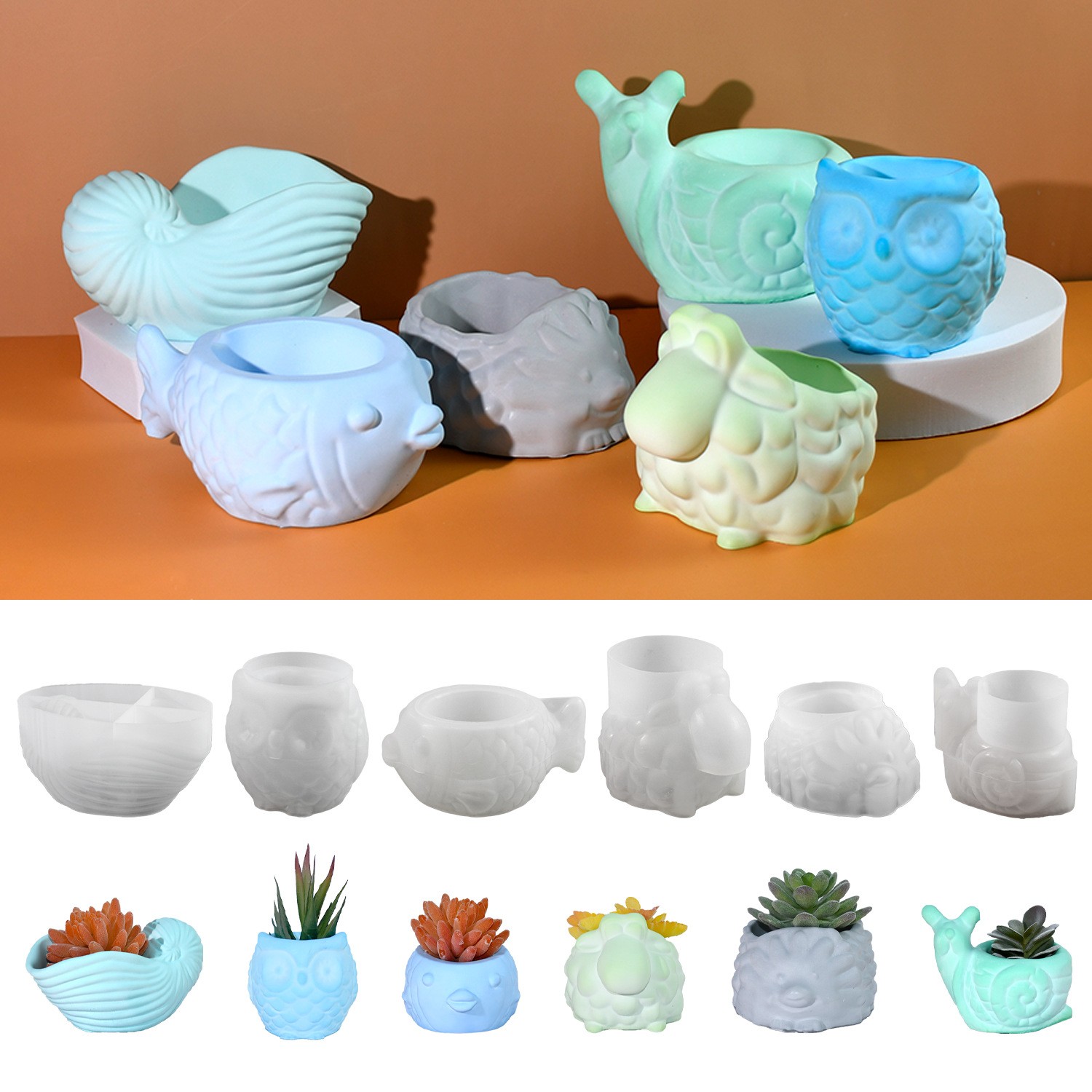 3D 동물 꽃 냄비 실리콘 금형 DIY 달팽이 올빼미  - 3D Printing Pot 리뷰 및 가격