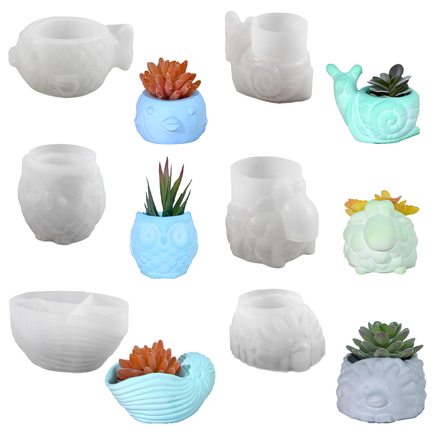 3D 동물 꽃 냄비 실리콘 금형 DIY 달팽이 올빼미  - 3D Printing Pot 리뷰 및 가격
