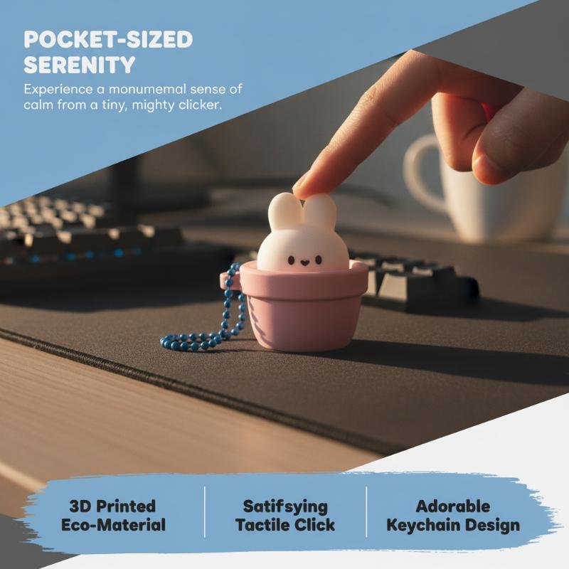 신제품! 3D 프린팅 키캡 클리커 키체인, 만화 토끼  - 3D Printing Keycaps 리뷰 및 가격