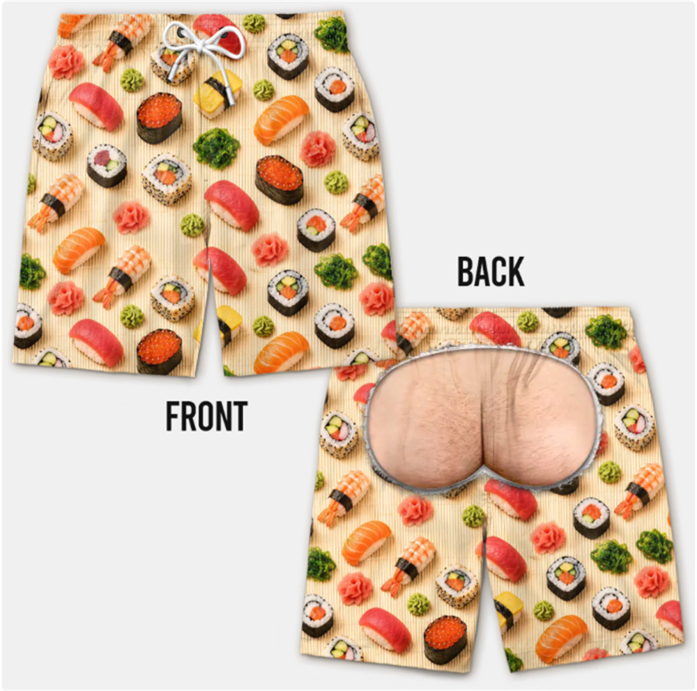 재미있는 3D 프린트 엉덩이 패턴 남성용 비치 반바지  - 3D Printing In Food 리뷰 및 가격