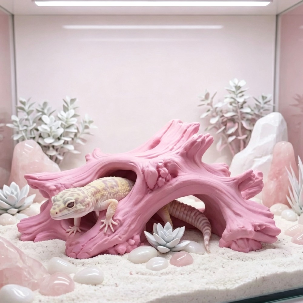3D 프린팅된 동굴 파충류 은신처, 시뮬레이션 나무 구 - 3D Printing Lizard 리뷰 및 가격