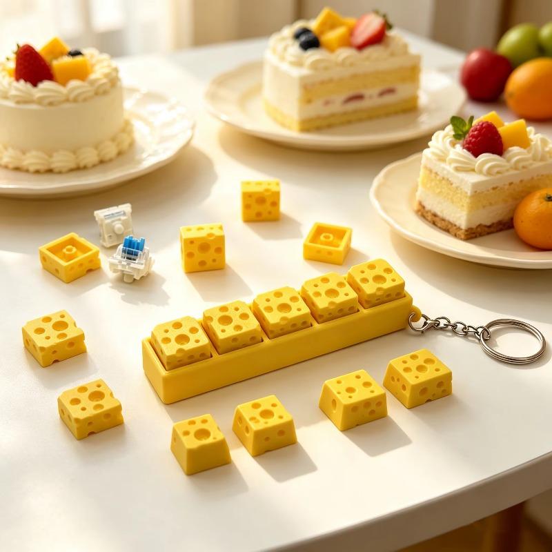 3D 프린팅으로 제작된 치즈 모양 키링, 키보드 클릭감 - 3D Printing Keycaps 리뷰 및 가격