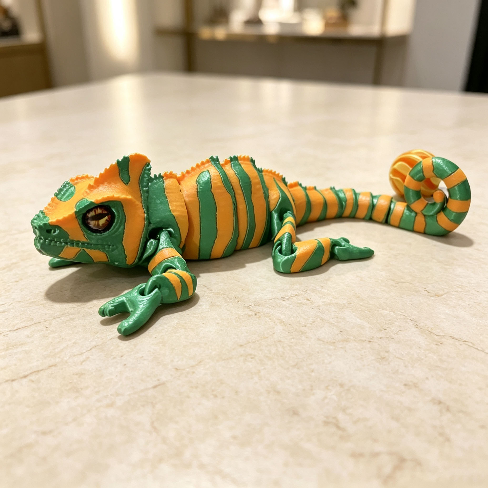 움직이는 관절을 가진 3D 프린팅 카멜레온 도마뱀 모형 - 3D Printing Lizard 리뷰 및 가격